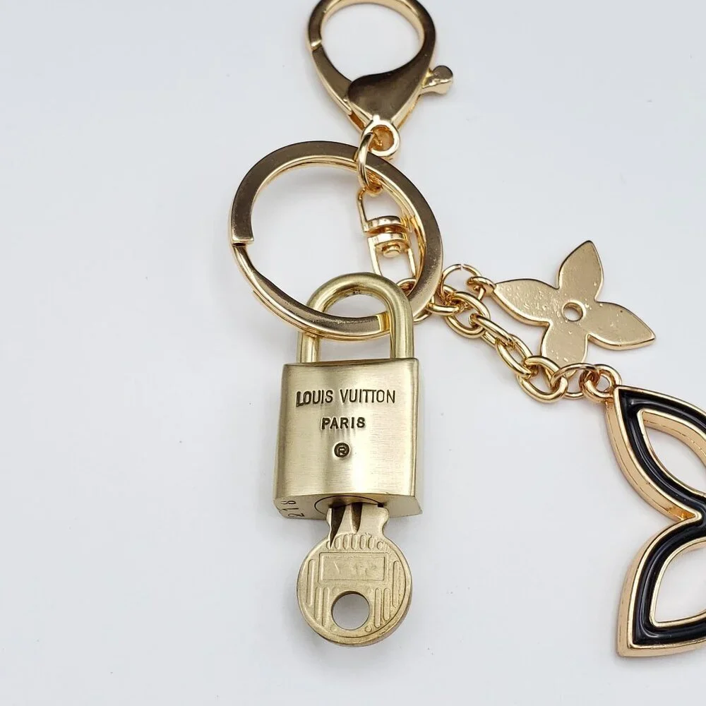 LV Gold Padlock 🔑 Authentic Louis Vuitton Charm + Unbranded Clover Keychain